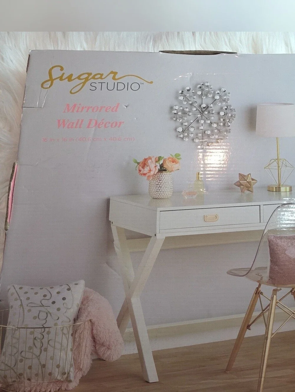 Mirrored Crystal Burst Wall Decor - Gold and Clear
